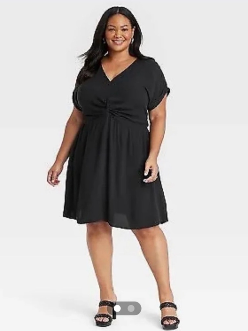 Ava & Viv Cinch Waist Rolled Sleeve Dress